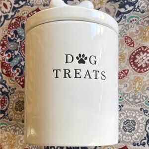 Ceramic White Dog Treats Jar